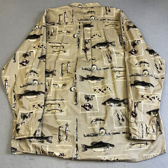 Woods Waters Fish Lure Shirt Mens Large Casual Button Down Fishing Outfitters - Picture 7 of 8